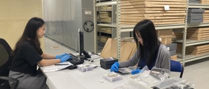Abigail Cheam and Angelyn Tan performing the TBM collection survey