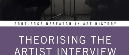Book cover, upper half backlisted abstract image of two people talking in microphones, on lower half title, editors and publishers logo on purple fond