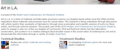 Screen shot of Art in L.A. project website