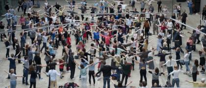 Public warm up with Boris Charmatz Part of BMW Tate Live: If Tate Modern was Musée de la danse?, 15–16 May 2015 Photo © Tate